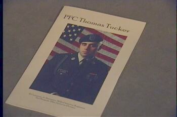 funeral flier for U.S. Army Private First Class Thomas Tucker of Madras, Oregon